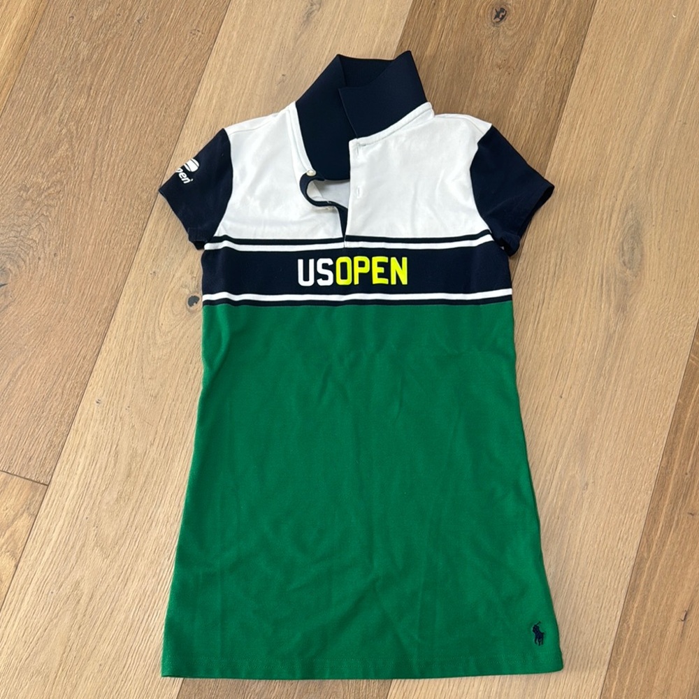 US Open Polo Shirt Dress with Green and Navy Accents